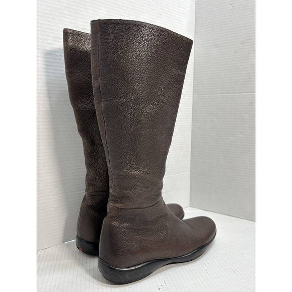 Prada Sport Linea Rossa Brown Leather Knee High Boots Womens 38 Made In Italy - Picture 2 of 14